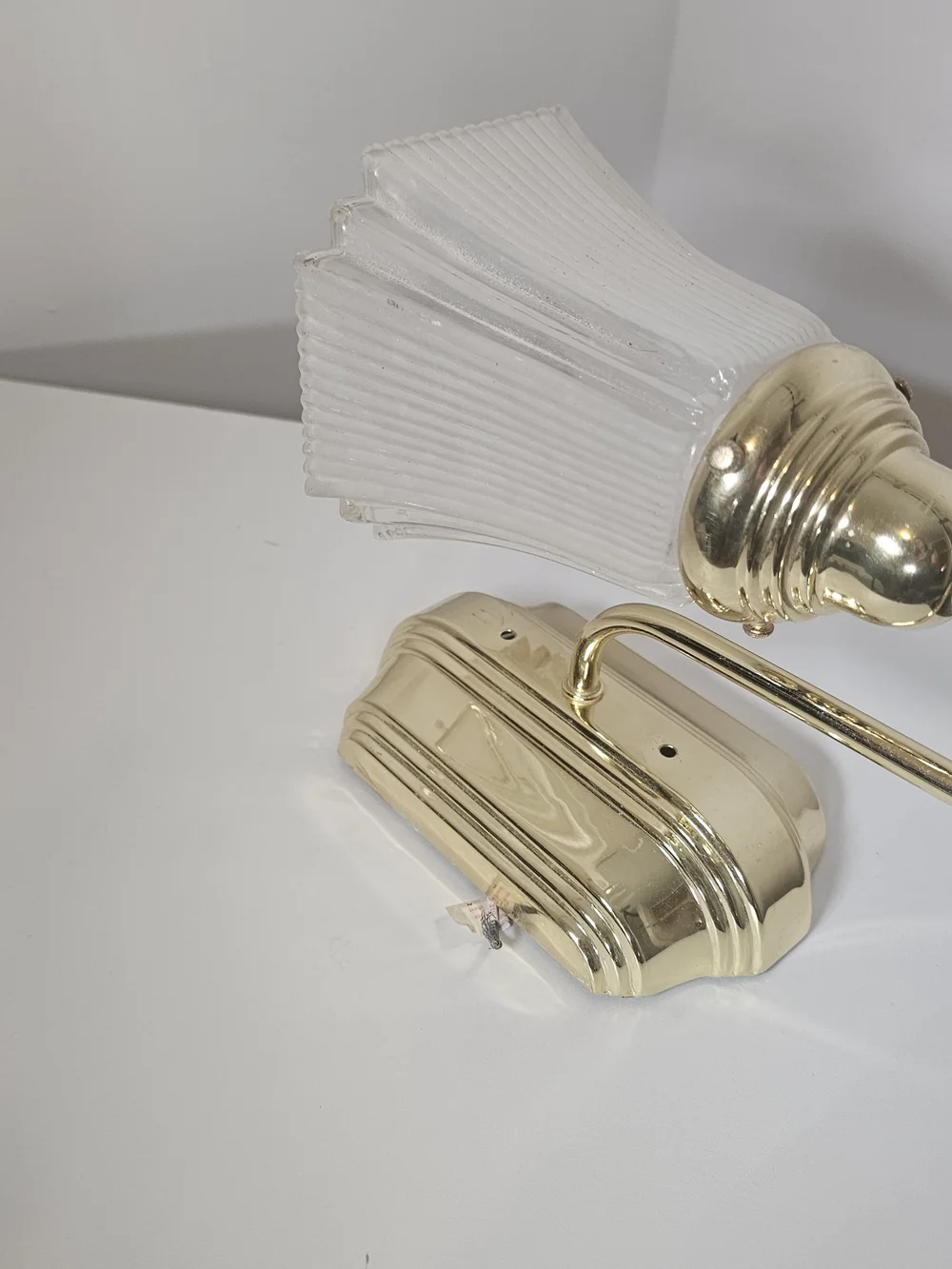 Gold Wall Sconce with White Ribbed Glass Shade - Home Party Supplies